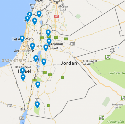 A Map of Israel and Jordan