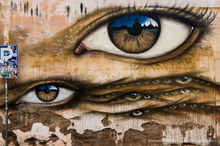 Mural of Eyes in Trastevere, Rome, Italy (©simon@myeclecticimages.com)
